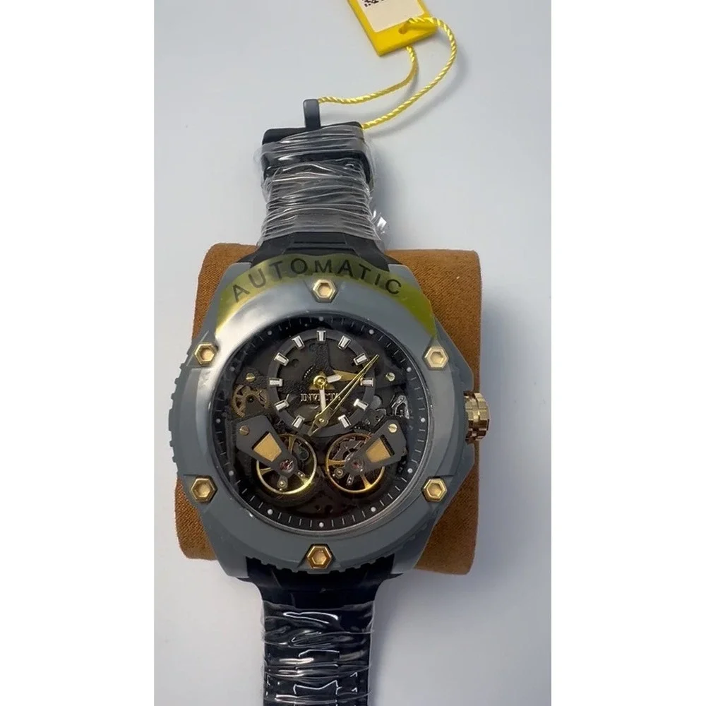 #W002 Invicta Akula 35246 Men's Automatic Watch 51mm Black Dial Silicone Strap